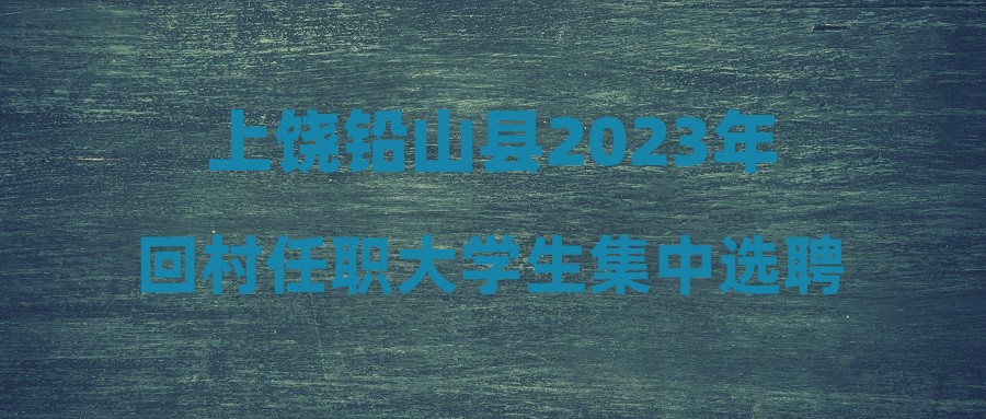 上饶铅山县2023年回村任职大学生集中选聘公告