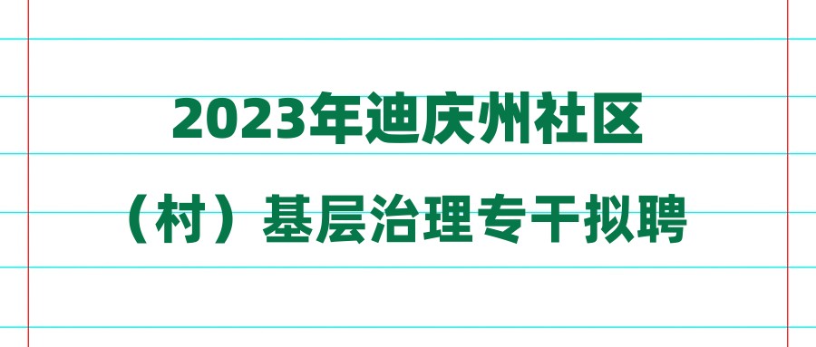 2023年迪庆州社区（村）基层治理专干拟聘用人员公示