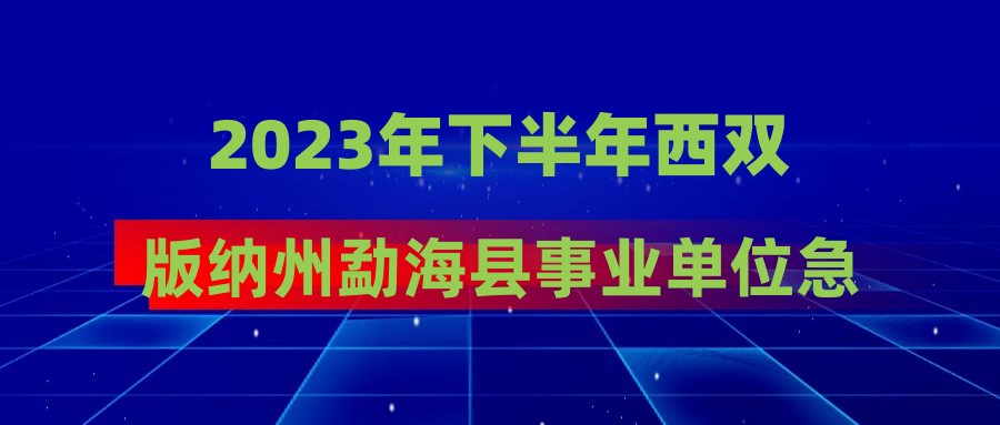 2023年下半年西双版纳州勐海县事业单位急需紧缺人才招聘拟聘用人员公示