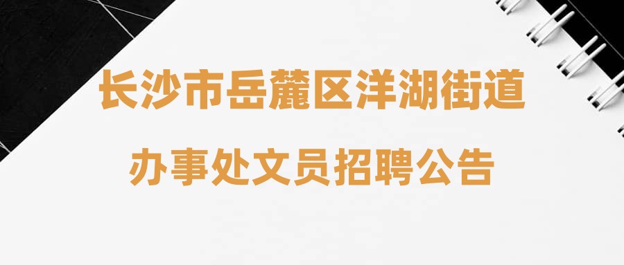 长沙市岳麓区洋湖街道办事处文员招聘公告