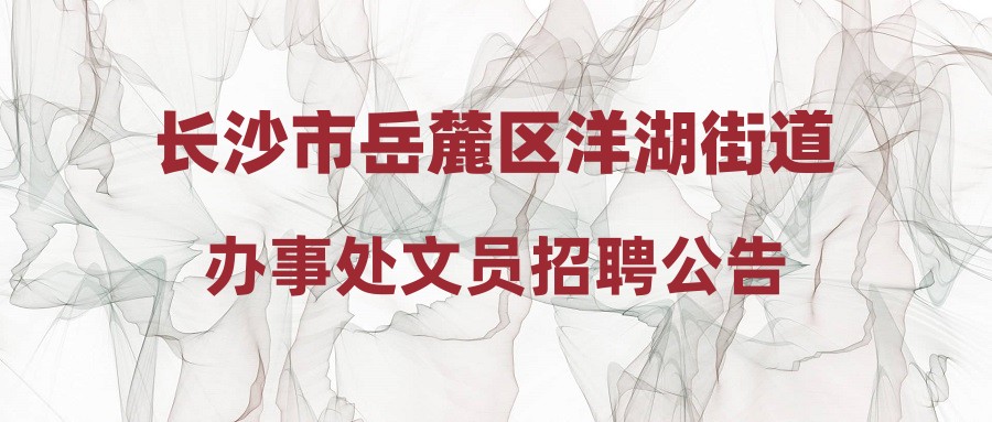 长沙市岳麓区洋湖街道办事处文员招聘公告