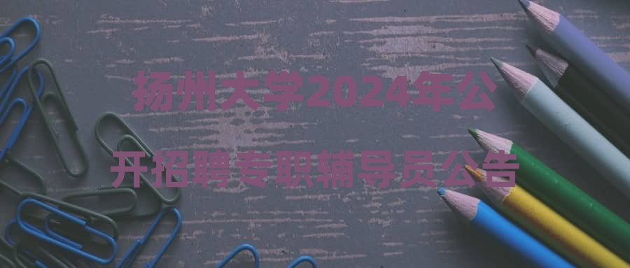 扬州大学2024年公开招聘专职辅导员公告