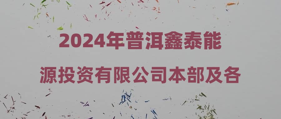 2024年普洱鑫泰能源投资有限公司本部及各单位社会招聘公告