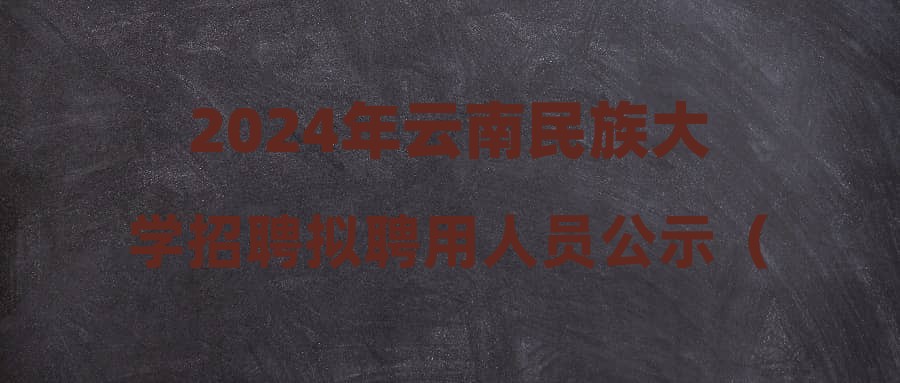 2024年云南民族大学招聘拟聘用人员公示（第十七批）