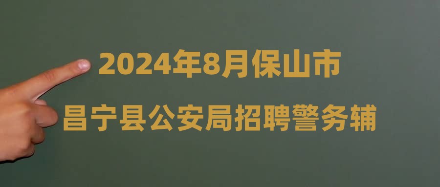 2024年8月保山市昌宁县公安局招聘警务辅助人员公告