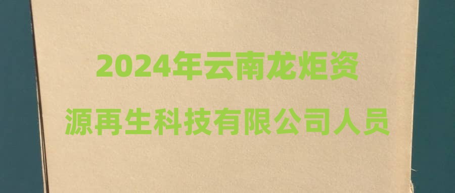 2024年云南龙炬资源再生科技有限公司人员招聘公告