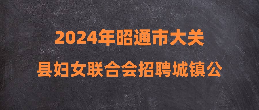 2024年昭通市大关县妇女联合会招聘城镇公益性岗位工作人员公告