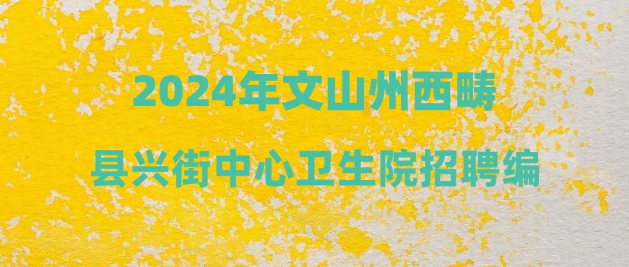 2024年文山州西畴县兴街中心卫生院招聘编外工作人员公告