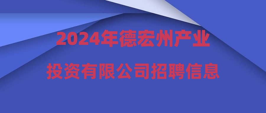 2024年德宏州产业投资有限公司招聘信息