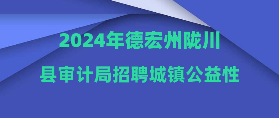 2024年德宏州陇川县审计局招聘城镇公益性岗位人员公告