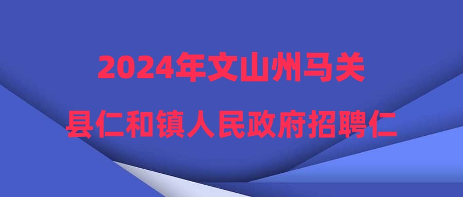 2024年文山州马关县仁和镇人民政府招聘仁和社区文书公告