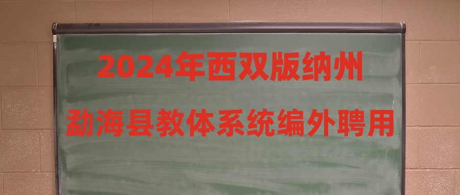 2024年西双版纳州勐海县教体系统编外聘用人员招聘公告