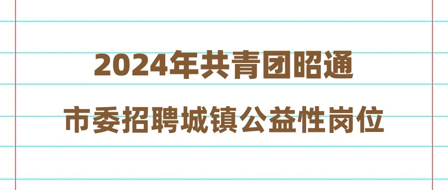 2024年共青团昭通市委招聘城镇公益性岗位工作人员公告