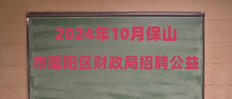 2024年10月保山市隆陽區(qū)財(cái)政局招聘公益性崗位人員公告