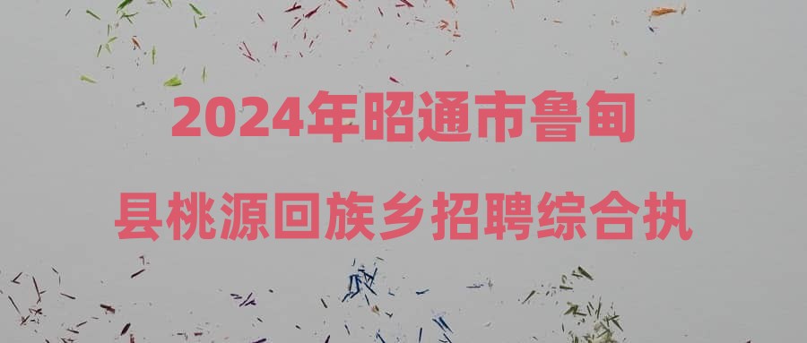 2024年昭通市鲁甸县桃源回族乡招聘综合执法协管人员公告