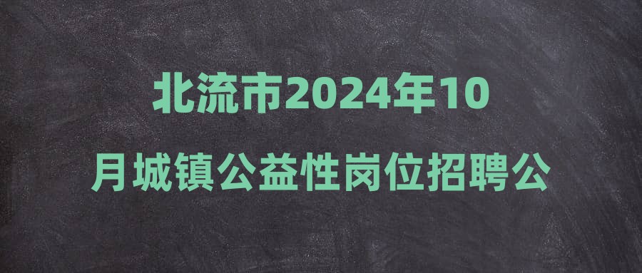 北流市2024年10月城鎮(zhèn)公益性崗位招聘公告