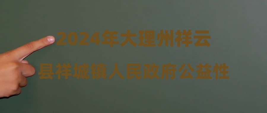 2024年大理州祥云縣祥城鎮(zhèn)人民政府公益性崗位人員招聘公告