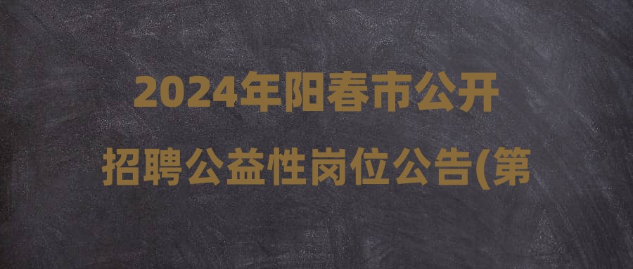 2024年陽春市公開招聘公益性崗位公告(第九批)