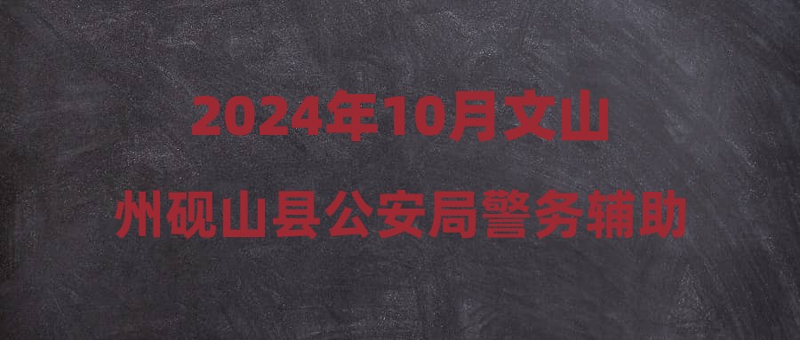 2024年10月文山州硯山縣公安局警務(wù)輔助人員招聘公告