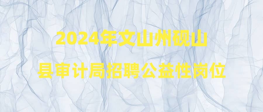 2024年文山州硯山縣審計局招聘公益性崗位人員公告