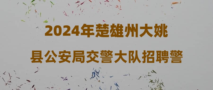 2024年楚雄州大姚县公安局交警大队招聘警务辅助人员公告