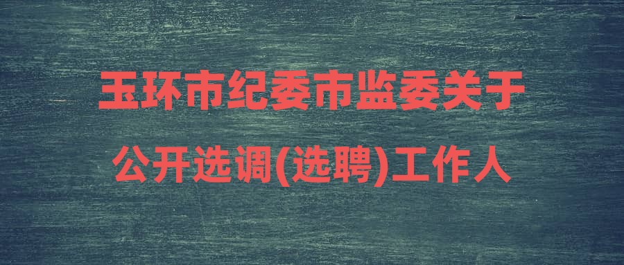 玉环市纪委市监委关于公开选调(选聘)工作人员的公告
