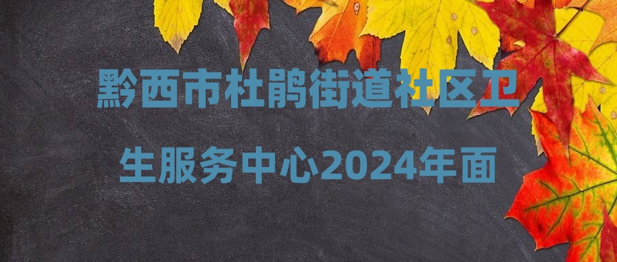 黔西市杜鹃街道社区卫生服务中心2024年面向社会公开招聘编外合同制工作人员公告