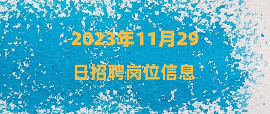 2023年11月29日招聘岗位信息