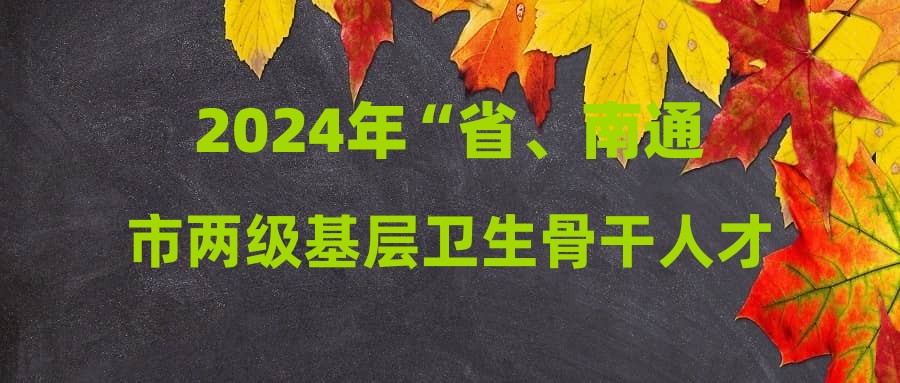 2024年“省、南通市两级基层卫生骨干人才”候选人公示