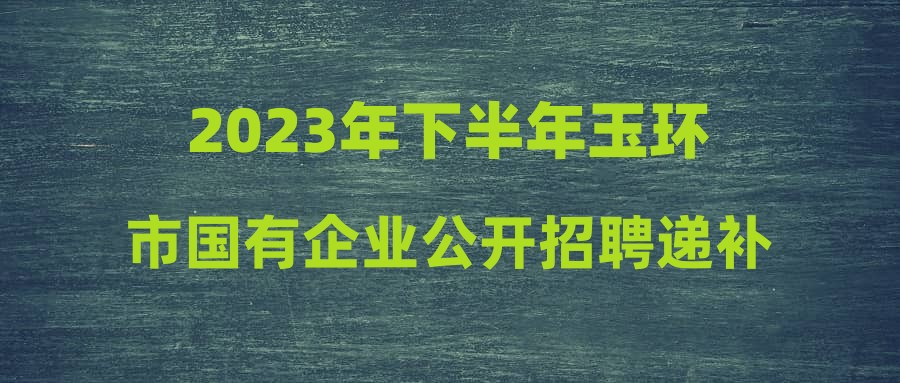 2023年下半年玉环市国有企业公开招聘递补入围资格复审人员名单