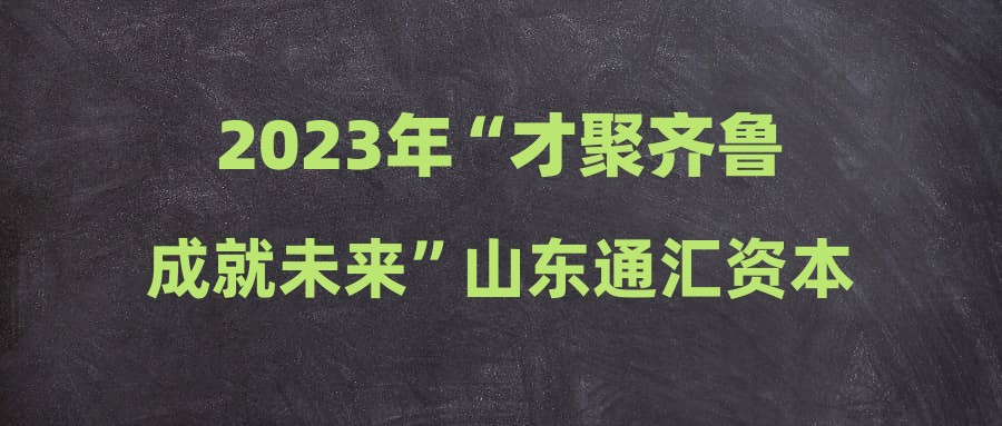 2023年“才聚齐鲁成就未来”山东通汇资本投资集团有限公司招聘公告