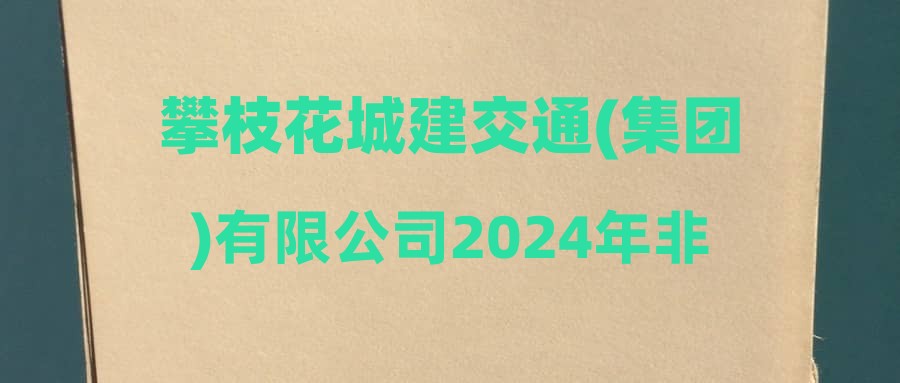 攀枝花城建交通(集团)有限公司2024年非公开发行低碳转型公司债券综合服务商选聘项目招标公告